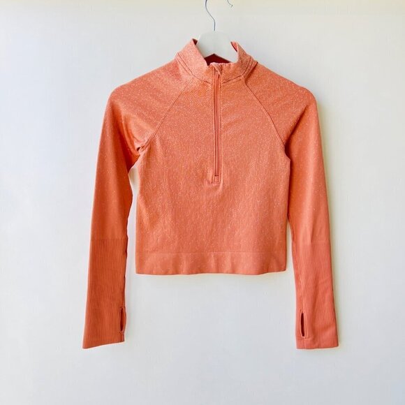 ❤️ Lululemon Restless crop half zip long sleeves top, blush, Size 2 J149 - Picture 4 of 10